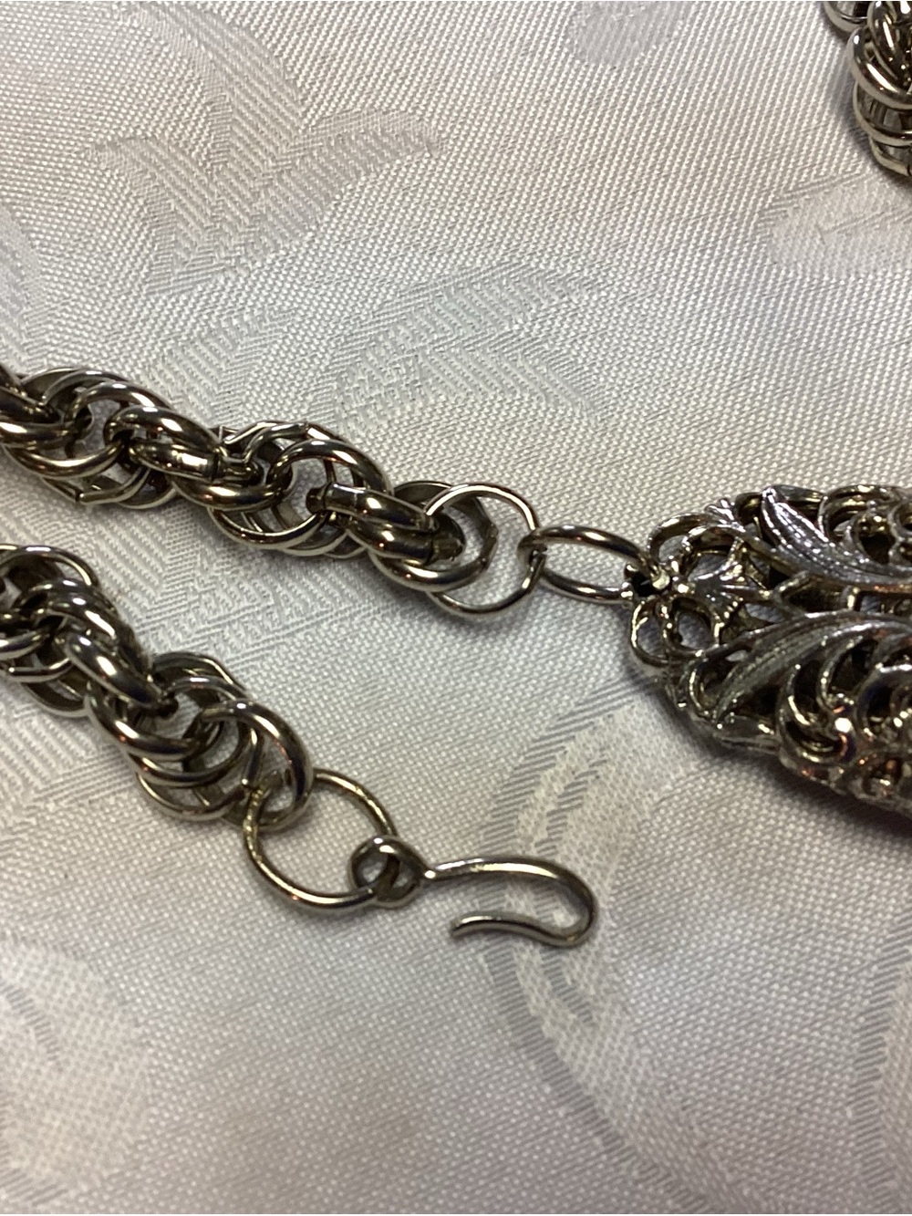 PAULINE RADER. Silver Rope Chain Pendant Belt with Deep Blue Glass RARE 💙💙💙 - Picture 7 of 9